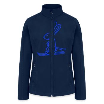 Bunny Ski Rabbit Skiing Winter Snow Love Fun Cool - Women’s Soft Shell Jacket - navy - Front
