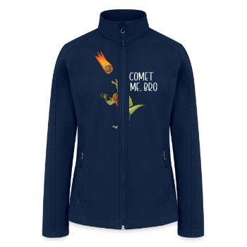 Comet Me Bro Funny T-Rex Dinosaur Pun Gym Workout - Women’s Soft Shell Jacket - navy - Front