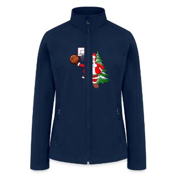 Chistmas Season Santa Basketball Sports Ring - Women’s Soft Shell Jacket - navy - Front