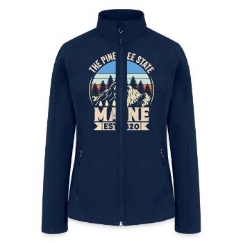 Maine The Pine Tree State Es1820 Vintage Mountains - Women’s Soft Shell Jacket - navy - Front