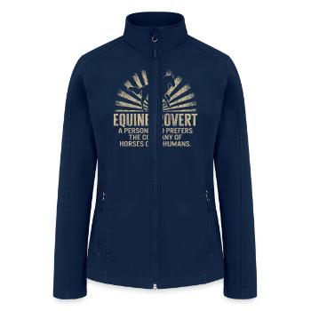 Cowboy Shirt, Equinetrovert Funny Equestrian - Women’s Soft Shell Jacket - navy - Front