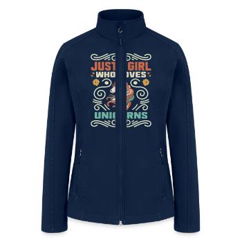 Just a girl who loves unicorns - funny quote - Women’s Soft Shell Jacket - navy - Front