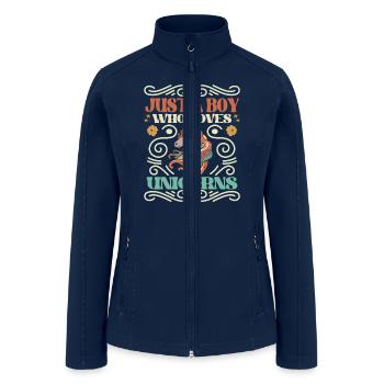 Just a boy who loves unicorns - funny quote - Women’s Soft Shell Jacket - navy - Front