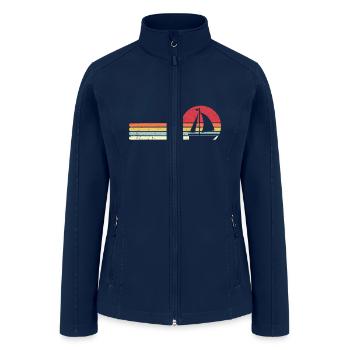 Sailing, Retro Style Sail Boat - Women’s Soft Shell Jacket - navy - Front