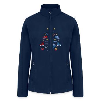 Chistmas Season Ice Hockey Christmas Tree - Women’s Soft Shell Jacket - navy - Front