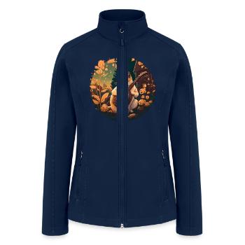 Chubby Cat Playing Banjo - Cottagecore Aesthetic - Women’s Soft Shell Jacket - navy - Front