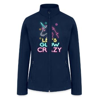 Let s Glow Crazy Party Cool Birthday Glow Party - Women’s Soft Shell Jacket - navy - Front