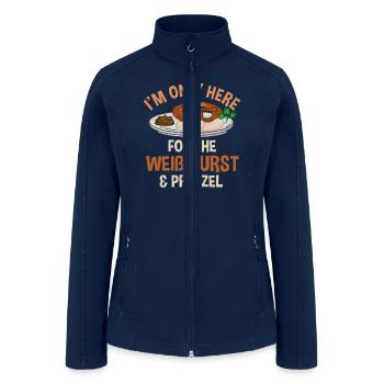 Funny Weißwurst And Pretzel Shirt - Women’s Soft Shell Jacket - navy - Front