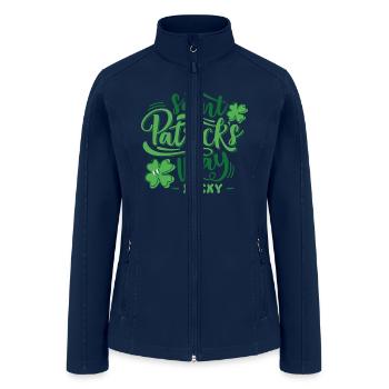 Saint Patrick s Day Lucky Shamrock, Irish Clover - Women’s Soft Shell Jacket - navy - Front