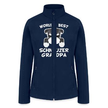 Mens World s Best Schnauzer Grandpa Dog Granddog - Women’s Soft Shell Jacket - navy - Front