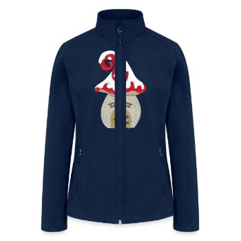 Mushroom House Santa Hat Merry Christmas Pajama Cu - Women’s Soft Shell Jacket - navy - Front