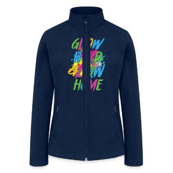 Let s Glow Crazy Glow Party 80s Retro Costume - Women’s Soft Shell Jacket - navy - Front