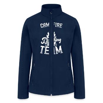 Campfire Drinking Team Camping Camper - Women’s Soft Shell Jacket - navy - Front
