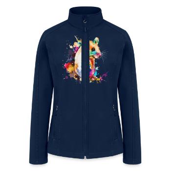 Watercolor Mouse Cute Colorful Pet Mouse Rodent Lo - Women’s Soft Shell Jacket - navy - Front