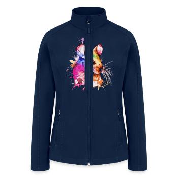 Watercolor Mouse Cute Colorful Pet Mouse Rodent Lo - Women’s Soft Shell Jacket - navy - Front