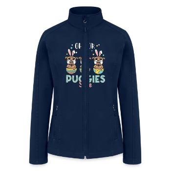 Oh for Puggies sake funny easter design - Women’s Soft Shell Jacket - navy - Front