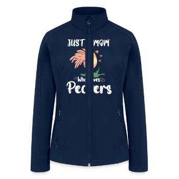 Just A Mom Who Loves Peckers - Women’s Soft Shell Jacket - navy - Front