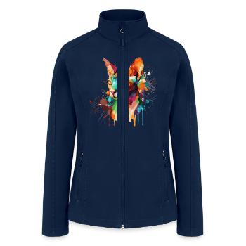 Watercolor Sphynx Cat Colorful Hairless Cat Lover - Women’s Soft Shell Jacket - navy - Front