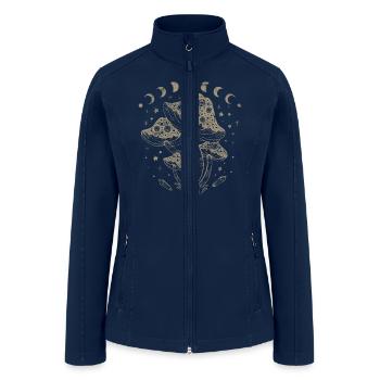 Boho Mushrooms Cottage Core Aesthetic Goblincore - Women’s Soft Shell Jacket - navy - Front