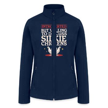 Silky Chicken To Discuss Silkie Chickens - Women’s Soft Shell Jacket - navy - Front