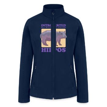 Hippo Hippopotamus To Discuss Hippos - Women’s Soft Shell Jacket - navy - Front