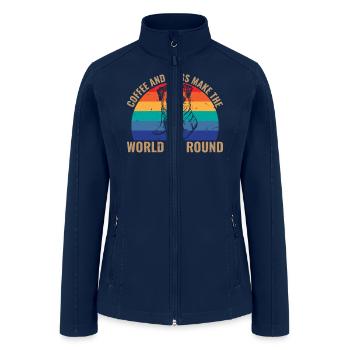 Coffee and Dogs World Go Round Retro - Women’s Soft Shell Jacket - navy - Front