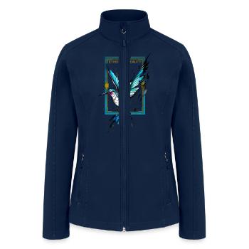 Ethereal Beauty: Captivating Hummingbird - Women’s Soft Shell Jacket - navy - Front