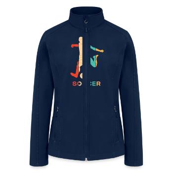 Retro Futbol Fußball Goal Keeper Trainer Soccer - Women’s Soft Shell Jacket - navy - Front