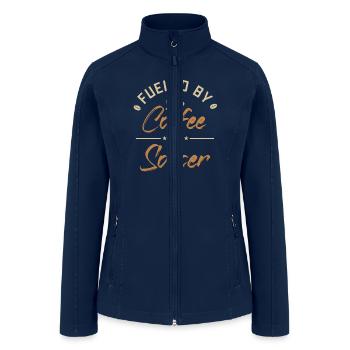 Fueled by Coffee and Soccer Fußball Goal Keeper - Women’s Soft Shell Jacket - navy - Front