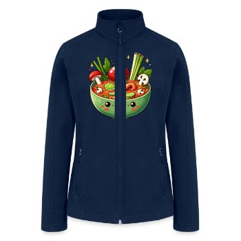 Kawaii Tom Yum Soup Bowl Illustration for Thai - Women’s Soft Shell Jacket - navy - Front