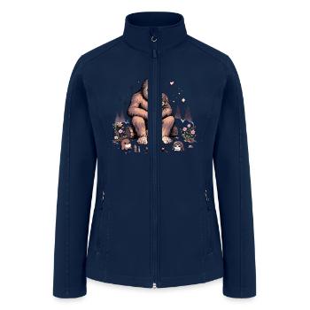 Sasquatch Holding Flowers - Women’s Soft Shell Jacket - navy - Front