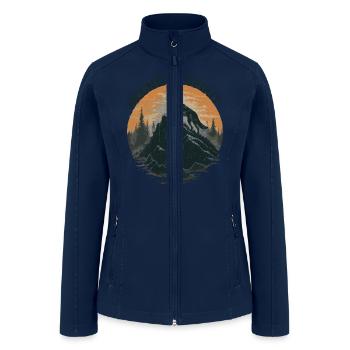 Mountain Majesty Wolf Howling on the Peak - Women’s Soft Shell Jacket - navy - Front