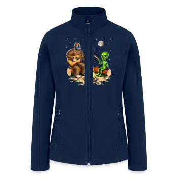 Bigfoot and Alien Camping - Women’s Soft Shell Jacket - navy - Front