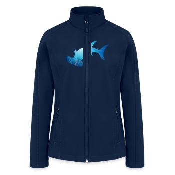 Great White Shark - Ocean Shark - Shark Lover - Women’s Soft Shell Jacket - navy - Front