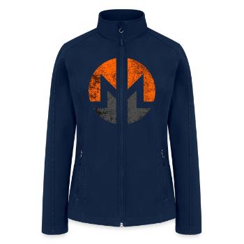 Monero XMR Distressed Vintage Style Cryptocurrency - Women’s Soft Shell Jacket - navy - Front