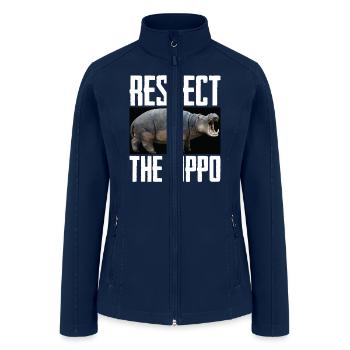 Respect The Hippo Photo Animal Lover Hippopotamus - Women’s Soft Shell Jacket - navy - Front