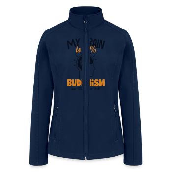 My Brain is 95% Buddhism Buddhist Symbol Statue - Women’s Soft Shell Jacket - navy - Front