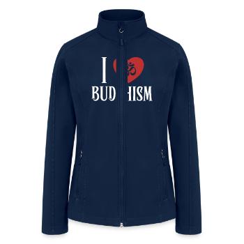 I love Buddhism Buddhist Symbol Statue Priest - Women’s Soft Shell Jacket - navy - Front