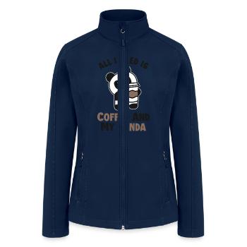 Coffee and my Panda Panda Bear Friend Lover Giant - Women’s Soft Shell Jacket - navy - Front