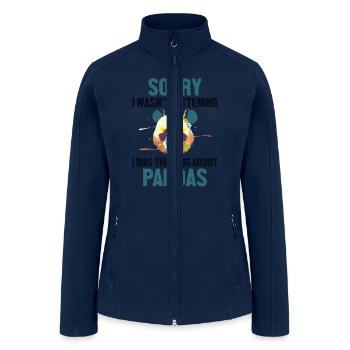 Was Thinking About Pandas Panda Bear Friend Giant - Women’s Soft Shell Jacket - navy - Front