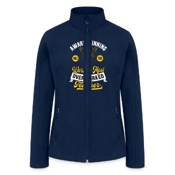 Teacher Humor Award Overworked Teachers - Women’s Soft Shell Jacket - navy - Front