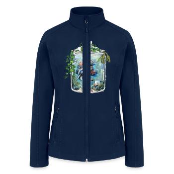 Sharks Swimming In A Mason Jar For Shark Lovers - Women’s Soft Shell Jacket - navy - Front
