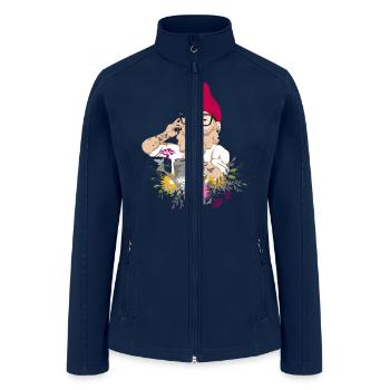 Hipster Garden Gnome with Cell Phone - Women’s Soft Shell Jacket - navy - Front