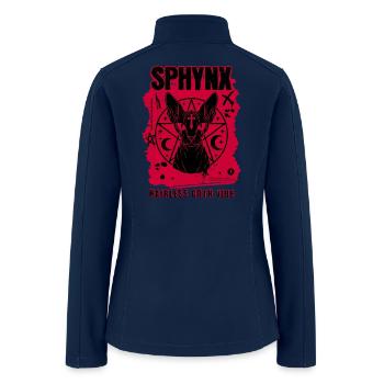 Black Sphynx Cat Art Hairless Goth Vibe Occult - Women’s Soft Shell Jacket - navy - Back