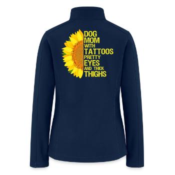 Sunflower Dog Mom Tattooed Vibes Tshirt Gift Shirt - Women’s Soft Shell Jacket - navy - Back