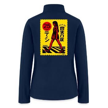 Tokyo Street Stamp Art - Women’s Soft Shell Jacket - navy - Back