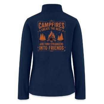 Campfires Turn Strangers Into Friends - Women’s Soft Shell Jacket - navy - Back