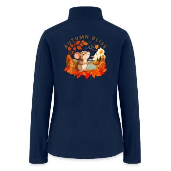 Autumn Bliss Mouse in Fall Leaves - Women’s Soft Shell Jacket - navy - Back