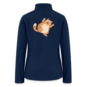 Funny Cat Panicking Over a Tiny Bug - Women’s Soft Shell Jacket - navy - Back