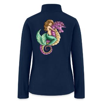 Little mermaid and cute seahorse lovely friendship - Women’s Soft Shell Jacket - navy - Back